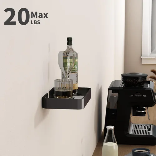 Miniatura 4 de Danpoo Estante de Pared Pequeña de 8 Pulgadas, Vidrio Templado Transparente con Marco de Aluminio Negro Mate – Elegante Organizador Flotante