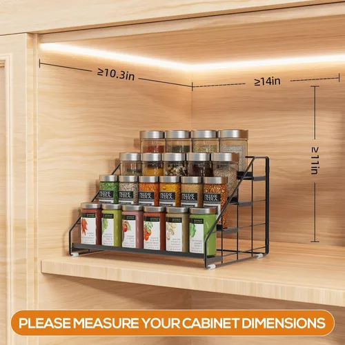 Miniatura 2 de Organizador de especias para gabinete, organizador de especias de 4 niveles, estante de especias ajustable escalonado para la encimera de la cocina