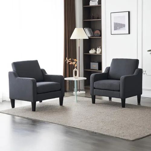 Miniatura 25 de VINGLI Juego de 2 Sillas de Acento Modernas, Sillas Beige para Sala de Estar, Sillón Cómodo para Dormitorio, Silla de Sofá Tapizada, Silla