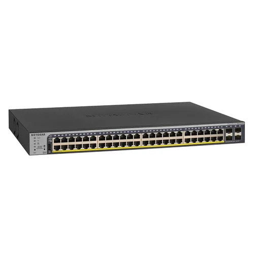 NETGEAR Conmutador Inteligente Gigabit Ethernet PoE de 52 puertos (GS752TP) - Administración en la nube de Insight opcional, 48 x PoE+ @ 380W, 4 x