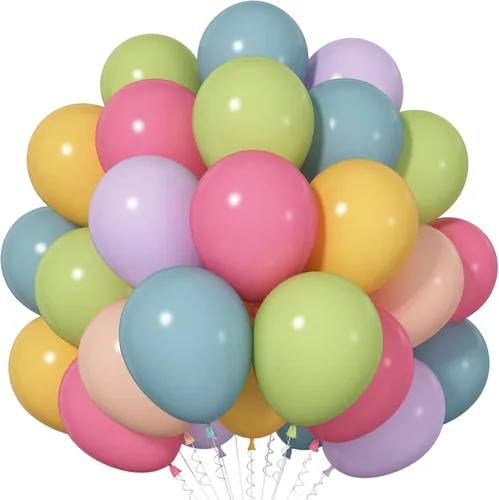 Miniatura 24 de Globos de arco iris bohemios, 60 unidades, retro, verde azulado, azul, rosa rubor, rosa, naranja oscuro, naranja claro, amarillo, verde salvia, azul