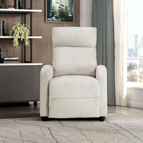 Miniatura 7 de Lexicon Sillón Reclinable de Pana con Respaldo Abatible, Silla de Brazo Reclinable con Respaldo de Empuje, Marco de Madera Maciza y Base de Metal
