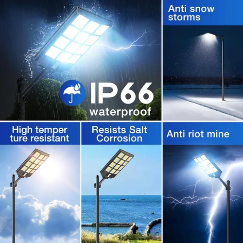 Miniatura 6 de Luces solares impermeables para exteriores, luz solar de calle de 8000 W con sensor de movimiento, luces de inundación de seguridad de 7000 K