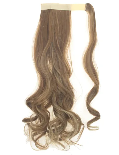 Miniatura 3 de Lelinta Extensión de cola de caballo rizada ondulada de 18 pulgadas para mujer, extensión de pelo sintético rubio ceniza mezcla Giner