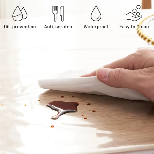 Miniatura 4 de Mantel protector de plástico transparente de 52x70 pulgadas, impermeable, a prueba de aceite, resistente a las manchas, lavable, cubierta de mesa