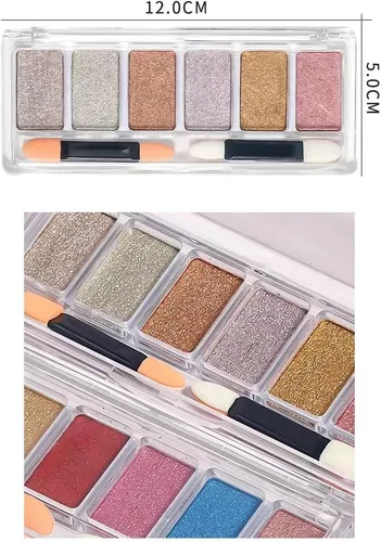 Miniatura 2 de COOSLIM Polvo de uñas cromado dorado y plateado, 6 colores holográficos iridiscentes cromados, efecto espejo metálico, paleta de polvo cromado