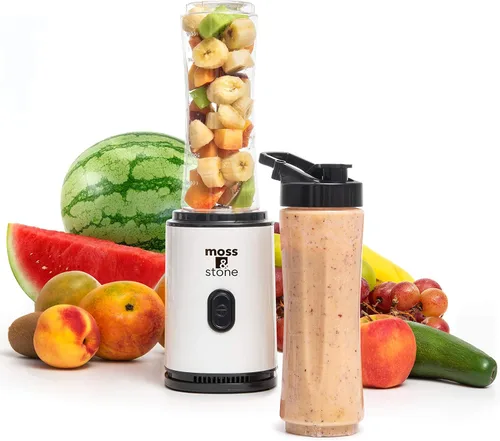 Moss & Stone Licuadora personal negra para batidos, mezcladora de un solo toque con botella de 20 onzas sin BPA, electrodoméstico compacto para