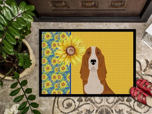 Miniatura 3 de Caroline's Treasures WDK5313MAT Airedale Terrier - Tapete para puerta delantera de 18 x 27 pulgadas, diseño de girasoles de verano, para entrada