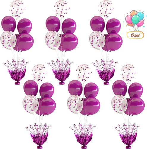 Miniatura 8 de 2 Juego de Globos de Mesa Negros con Spray de Aluminio para Centro de Mesa con Globos Negros y de Confeti, Kit de Soporte para Decoración de Mesa
