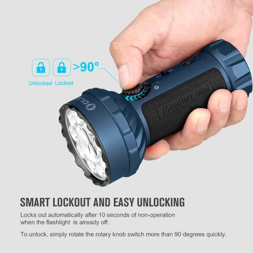Miniatura 7 de OLIGHT Marauder Mini 7,000 lúmenes linterna brillante con distancia de haz de 600 metros, potentes luces RGB, recargable magnética para trabajo al
