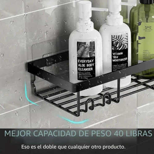 Miniatura 5 de Moforoco Estante organizador de estante para ducha, cesta autoadhesiva negra para estantes de baño, decoración interior de pared de casa de campo