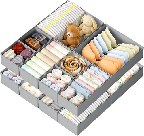 Miniatura 10 de DIMJ Organizador de cajones para ropa, paquete de 6 unidades, organizadores plegables para bebé, organizador de almacenamiento y cómoda
