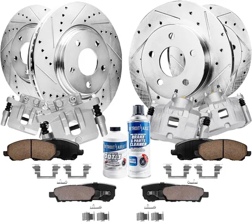 Miniatura 30 de Detroit Axle - Rotores de freno para Ford 2013-2019 Explorer Taurus Flex Lincoln MKT MKS, rotores de freno de disco ranurados perforados de repuesto