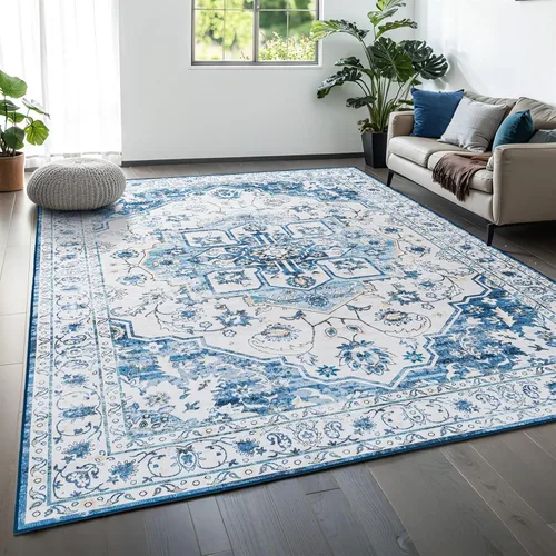 Miniatura 109 de Syalife 4x6 Alfombra Lavable para Área, Ultra Suave Antideslizante, Pila Baja, Alfombra Vintage Resistente a Manchas para Sala de Estar, Alfombra