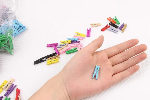 Miniatura 2 de Alfileres de ropa en miniatura para manualidades, adornos de decoración de Navidad, clips pequeños con cordel de yute rosa, paquete de 100