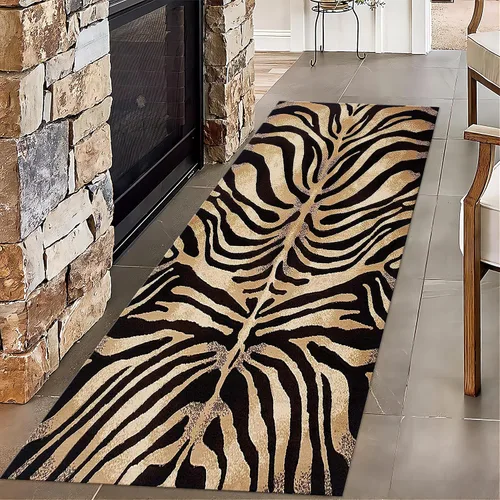Miniatura 52 de Alfombra de pasillo con estampado de tigre, 2 x 10 pies, alfombra de rayas con estampado de piel de animal, alfombra interior a rayas blancas y 5