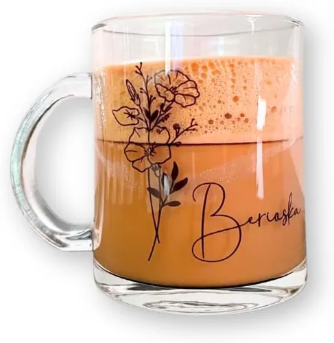 Taza de café de vidrio personalizada, taza de café, taza de café, taza de vidrio transparente, regalos personalizados con nombre para mujeres, taza