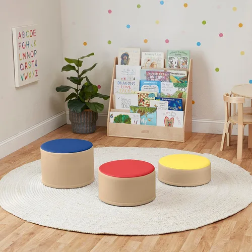 Miniatura 8 de ECR4Kids SoftZone - Juego de asientos otomanos redondos coloridos, muebles de aula, surtido, 3 piezas