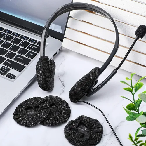 Miniatura 7 de BBTO 200 piezas desechables para audífonos, no tejidas, almohadillas sanitarias para la mayoría de auriculares en la oreja (S, 2.6 pulgadas, negro)