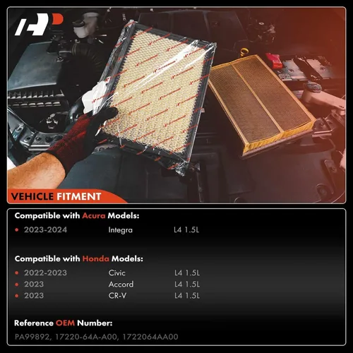 Miniatura 6 de A-Premium Filtro de Aire del Motor Compatible con Honda CR-V CRV 2023, Civic 2022-2023, Accord 2023 y Acura Integra 2023-2024, 1.5L, Reemplazo#