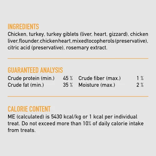 Miniatura 5 de ORIJEN Golosinas para gatos liofilizadas sin granos de alta proteína con ingredientes animales crudos originales, bolsa de 1.25 oz