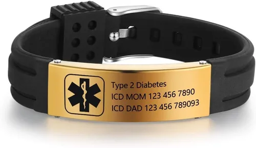Miniatura 13 de OPALSTOCK Pulseras médicas personalizadas de silicona ajustable para identificación de emergencias, grabado gratuito, 9 pulgadas, resistente al