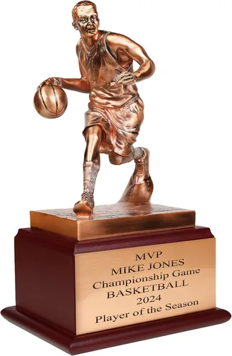 SHOP AWARDS AND GIFTS Figura masculina de baloncesto de 13 pulgadas, trofeo de campeonato de bronce antiguo galvanizado, incluye personalización