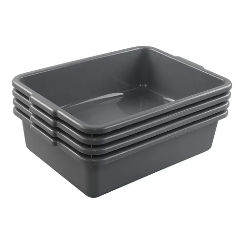 Kiddream Paquete de 4 bolsas de caja de autobús comercial, 13 litros de plástico grande para restaurante, color gris
