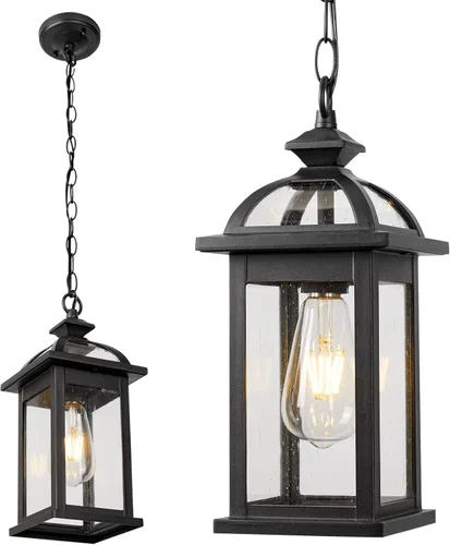 Darkaway Farol colgante para exteriores, luz colgante de porche con vidrio de aluminio para exteriores, para porche, patio, entrada (1 paquete,