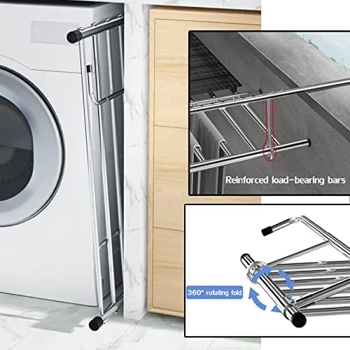 Miniatura 2 de Stainless Steel Portable Clothes Drying Rack, Retractable Laundry Rack for Balcony & Windowsill, Folding Towel Rack, Indoor/Outdoor Use