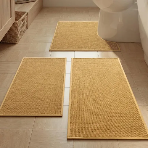 Miniatura 52 de YIHOUSE Juego de 2 tapetes de baño, color beige, ultrafino, absorbente, antideslizante, para baño, lavable, ducha, lavabo, lavandería