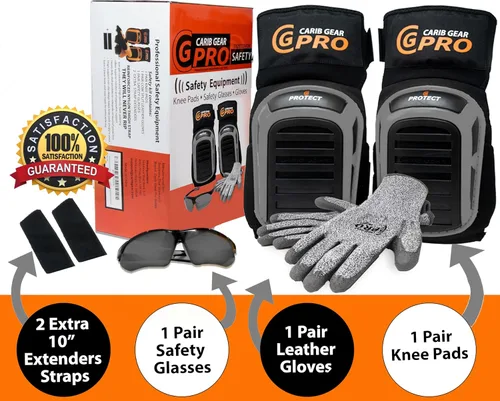 Miniatura 7 de CARIB GEAR PRO Rodillera de Construcción Profesional para Hombre para Trabajo - Almohadilla de Servicio Pesado, Cojín de Gel y Espuma Extra Grueso