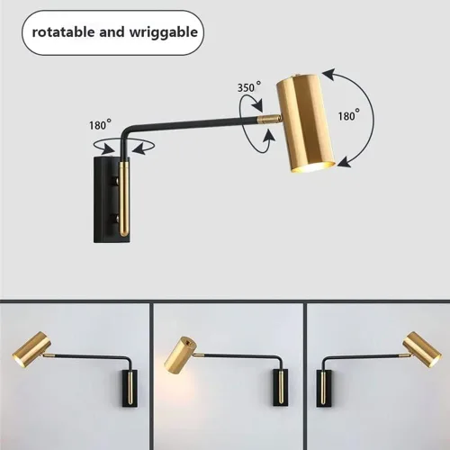 Miniatura 3 de Lámpara de pared con brazo oscilante ajustable, lámpara de pared LED postmoderna retro industrial para decoración interior para dormitorio, pasillo