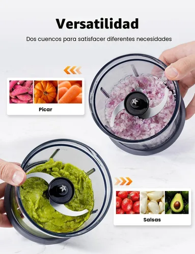 Miniatura 5 de Procesador de alimentos de 4 tazas, picador eléctrico de alimentos, pequeño pero potente: molinillo de carne con 2 cuencos, 2 velocidades y 4