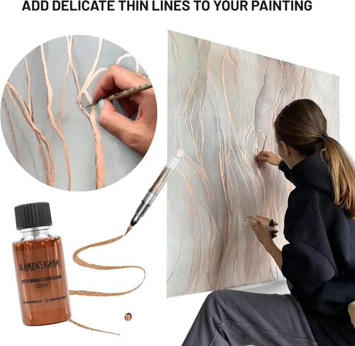 Miniatura 7 de KAMENSKAYA Liquid Leaf Paint - Juego de Pintura Dorada - Oro Rico e Inglés, Plata, Bronce, Cobre, Oro Blanco - 6 pzs. 0.68 fl oz (20 ml) Cada Una
