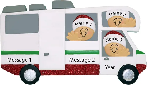 Miniatura 2 de Adorno de Navidad familiar personalizado para caravana 2025 – Decoración personalizada para caravana, autocaravana o remolque de viaje – Regalo