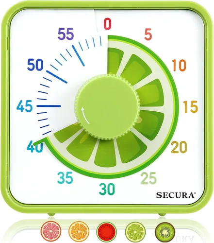 Miniatura 8 de Secura Temporizador Visual de Frutas de 7.5 Pulgadas para Niños, Temporizador de Cuenta Regresiva de 60 Minutos para Aula o Cocina, Reloj