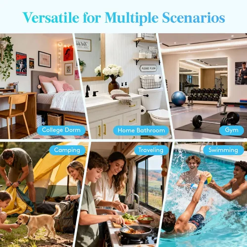 Miniatura 7 de Lifewit Organizador de ducha de malla portátil para dormitorio universitario con 7 bolsillos, cesta organizadora colgante independiente, bolsa