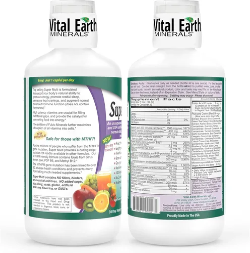 Miniatura 2 de Vital Earth Minerals Super Multi - Multivitaminas líquidas para mujeres, hombres y niños, vitaminas líquidas con ácido fúlvico para una mejor