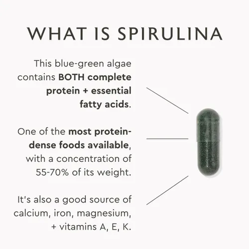 Miniatura 4 de Alaya Naturals - Cápsulas de espirulina pura, hechas con Earthrise (500 mg, 90 cápsulas, sin OMG)