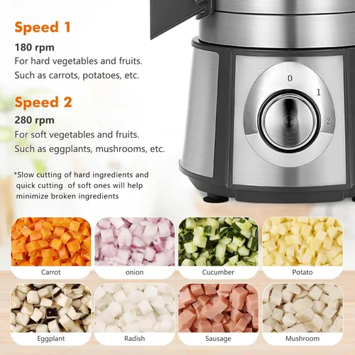 Miniatura 4 de Anatole Cortador eléctrico de verduras de acero inoxidable, procesador de alimentos de 16 tazas, 300 W, picador comercial de verduras, cortador