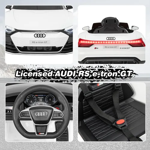 Miniatura 3 de OLAKIDS Audi RS e-tron GT - Vehículo eléctrico con licencia de 12 V con control remoto, funciona con pilas, juguete para niños pequeños con Blanco