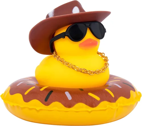 Miniatura 31 de wonuu Pato de Goma para Automóvil, Decoración de Pato Amarillo para Tablero con Sombrero de Sol, Anillo de Natación, Collar, Gafas de Sol