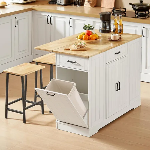 Miniatura 10 de ONBRILL Las islas de cocina estacionarias incluyen 2 sillas, isla de cocina de 47 pulgadas con hoja caída, mesa de bar para el hogar con estante