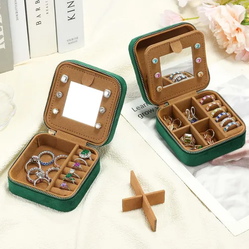 Miniatura 5 de Parima Joyero de viaje para mujeres y niñas, estuche de joyería de viaje con inicial L Estuche de viaje pequeño para joyería Mini joyero de viaje
