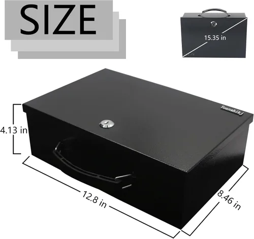 Miniatura 5 de Yuanshikj Caja Fuerte Ignífuga con Cerradura para Documentos, Cerradura de Acero de Seguridad con Asa de Transporte, para Artículos Personales