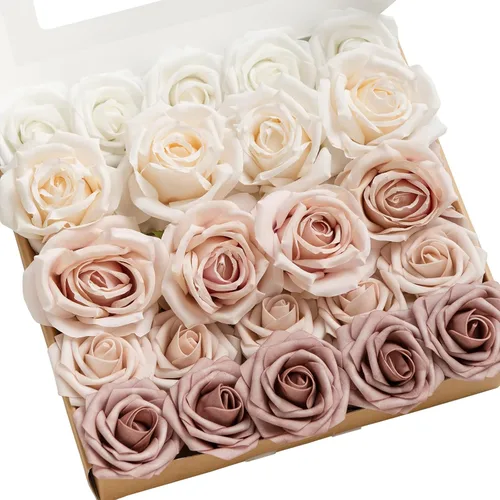 Miniatura 12 de Ling's moment Flores Artificiales de Seda Falsa Hortensias Rosas de Espuma Gardenias Falsas Combo para Bricolaje Ramos de Boda Centros de Mesa