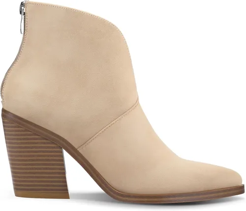 Miniatura 5 de mysoft Women's V Cut Out Ankle Boots Slip On Pointed Toe Chunky Stacked Heel Booties