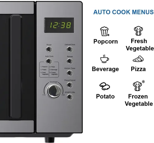 Miniatura 6 de Emerson MW9005SS Horno microondas compacto de encimera con control de botón, pantalla LED, 900W, 5 niveles de potencia, 6 menús automáticos, plato