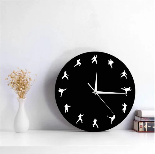 Miniatura 9 de The Geeky Days Taekwondo Karate Arts Reloj de pared moderno silencioso sin tictac decoración de pared deportes de lucha Kung Fu exclusivo reloj